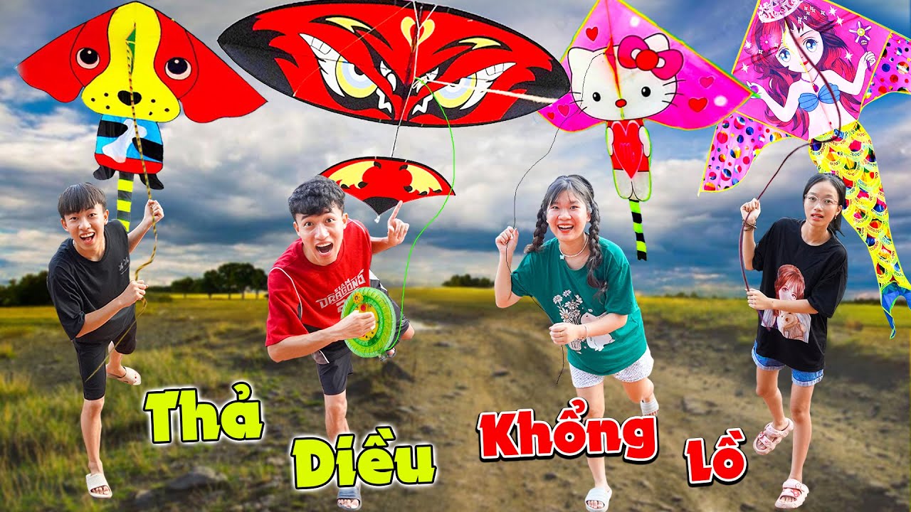 Đại Chiến Thả Diều Sáo Khổng Lồ, Diều Con Chó, Diều Hello Kitty, Diều Nàng Tiên Cá | Anh Tóc Xoăn