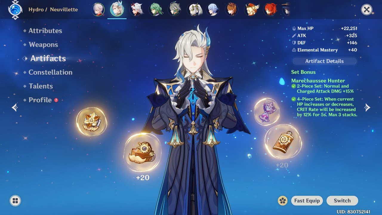 Neuvillette - Crit Dmg Circlet vs HP% Circlet