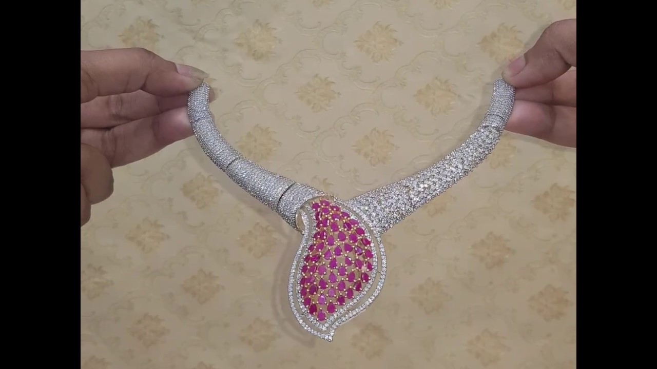 CZ Collar Necklace - Trendy Party Wear Elegant Set || Manufacturers & Exporters of CZ Jewellery