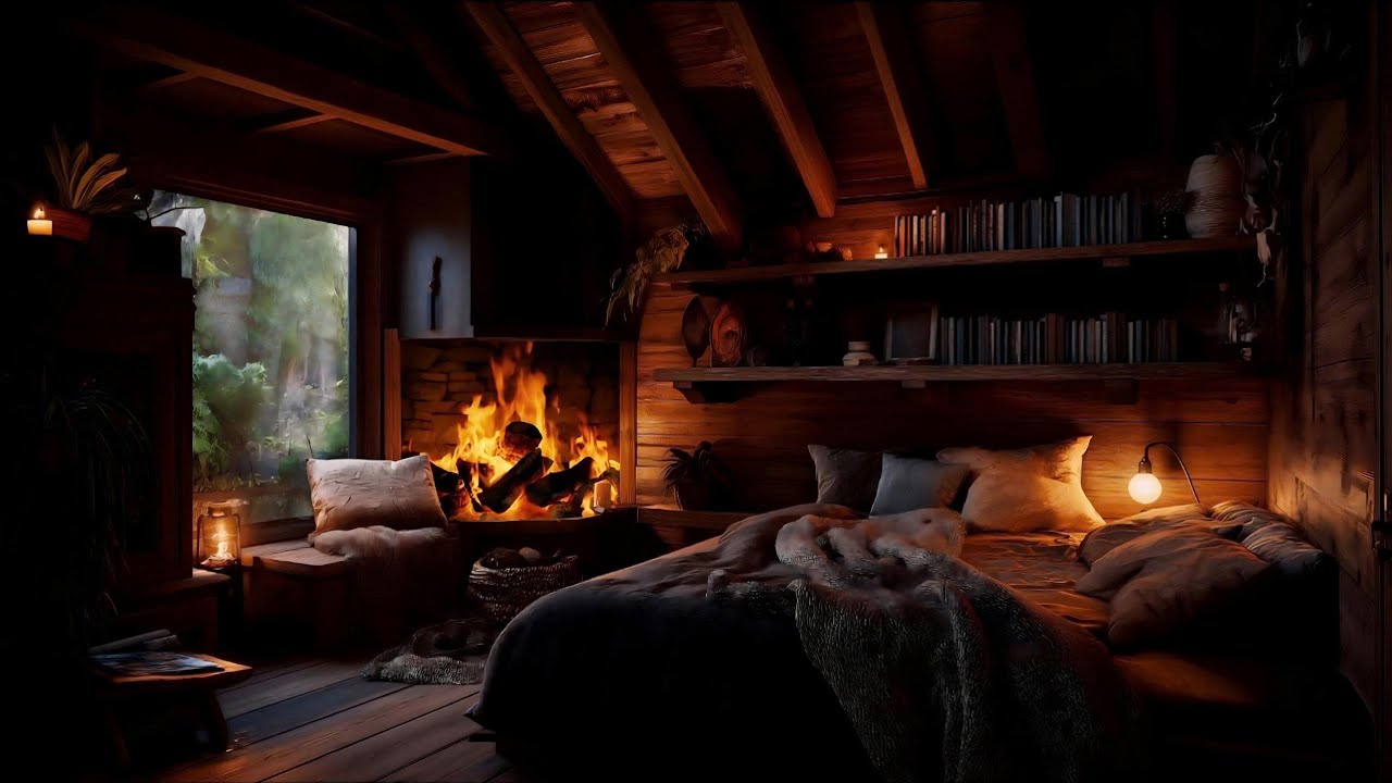 Blizzard Sounds for Deep Sleep ❄️ No Ads | Cozy Cabin Fireplace & Howling Winter Wind