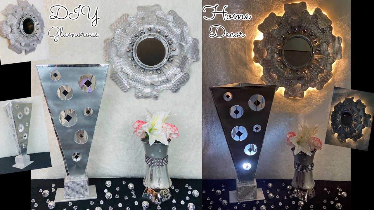 Two Unique Metal Appearance Glamorous DIY &ldquo;Lamp & Wall&rdquo; Home Decor Made Using Bling Wrap 2020