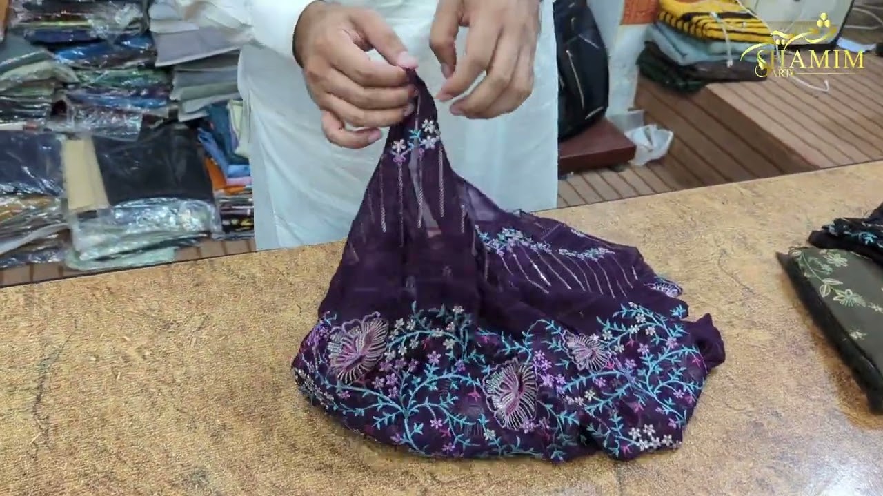 145,146- Man Mayal Lahore / Airjet 72 72 winters fabric / Unique multi Embroidered shawl/SHAMIM Arts