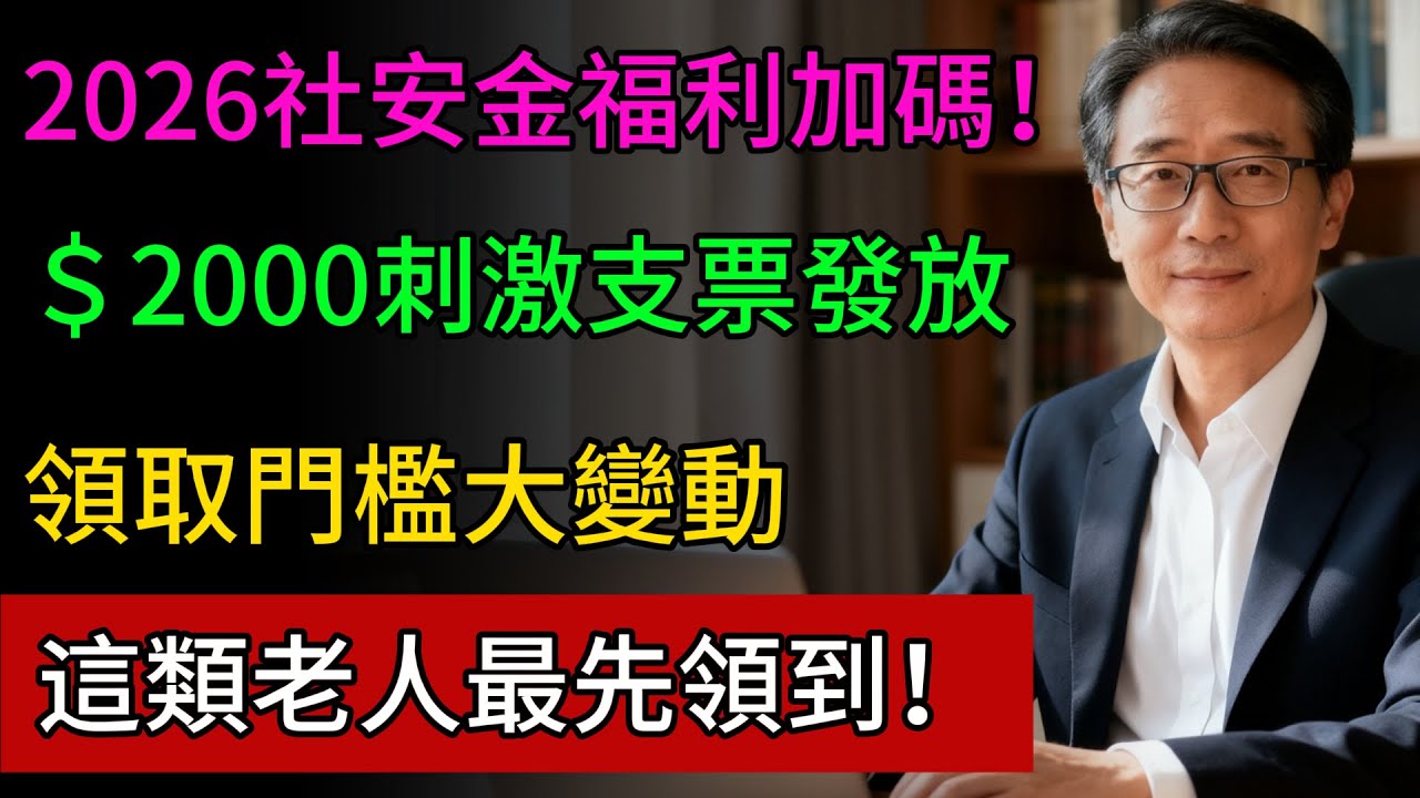 社安金福利加碼！2000美元刺激支票最新時間表曝光，領取門檻大變，低收入者優先！這類老人最先領到，快看你的賬戶準備好了嗎？#美國社安金 #美國退休 #生活成本調整 #健康隨行
