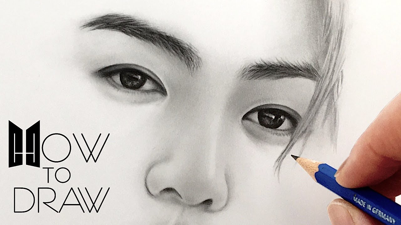 【BTS】JungKook’s 💜eyes, nose, and lips. pencil sketch 鉛筆画