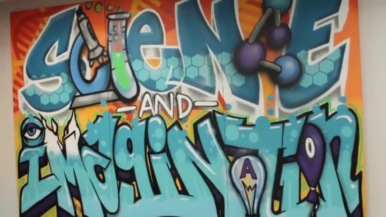 CDM LA Custom Science & Imagination Graffiti Mural Timelapse