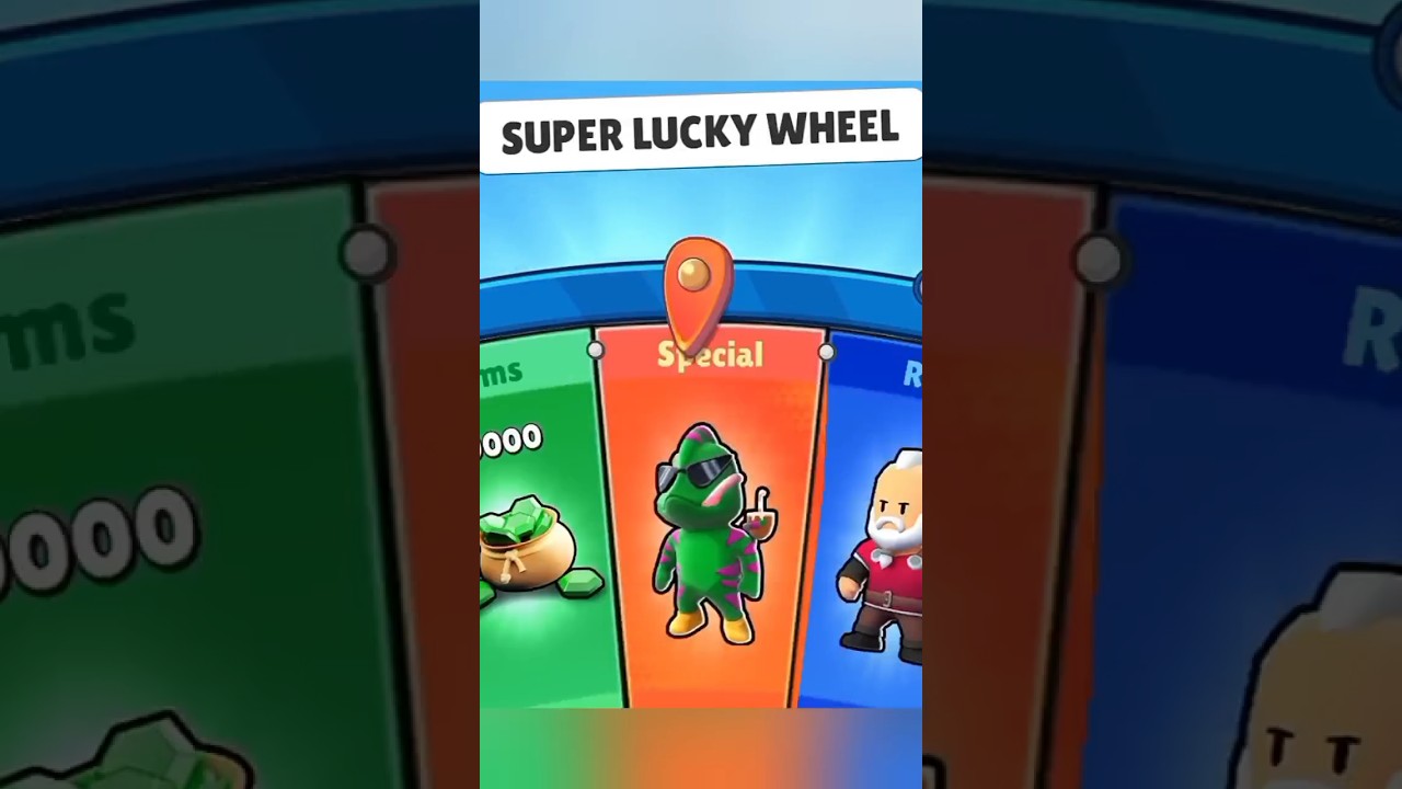 SUPER LUCKY WHEEL SPINNING GET CHAMELEON SPECIAL SKIN FREE GEMS STUMBLE GUYS #stumbleguys #gaming