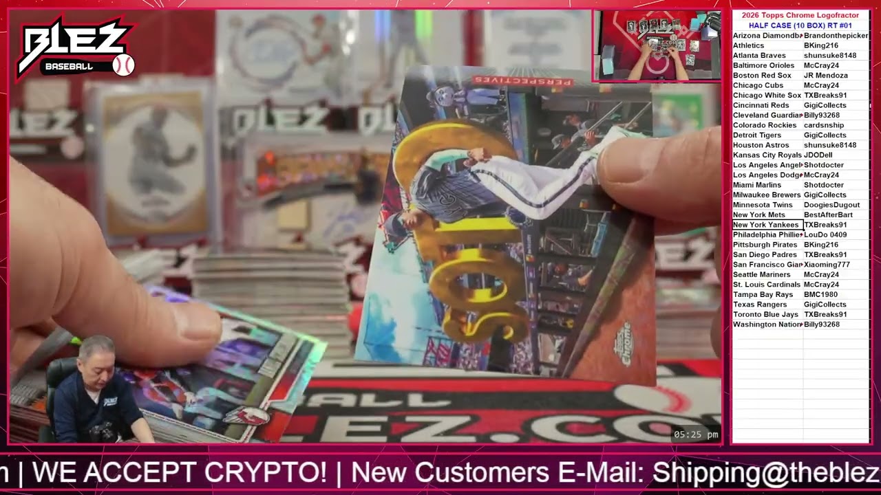 Вскрытие половины кейса 2026 Topps Chrome Logofractor MLB из 10 боксов, рандом команд №01