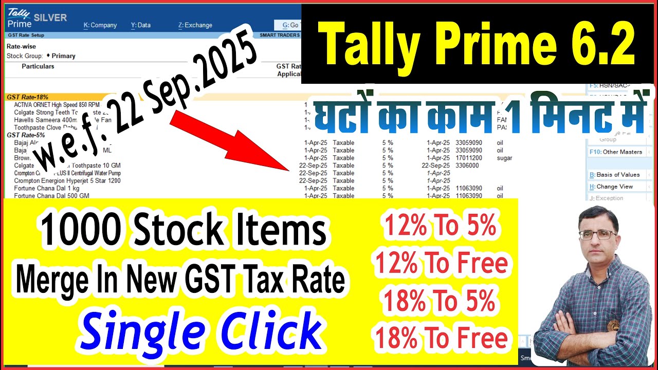 New GST Rate Update In Tally Prime 6.2 | GST Tax Rate Change in Bulk in Tally Prime | New GST Rate