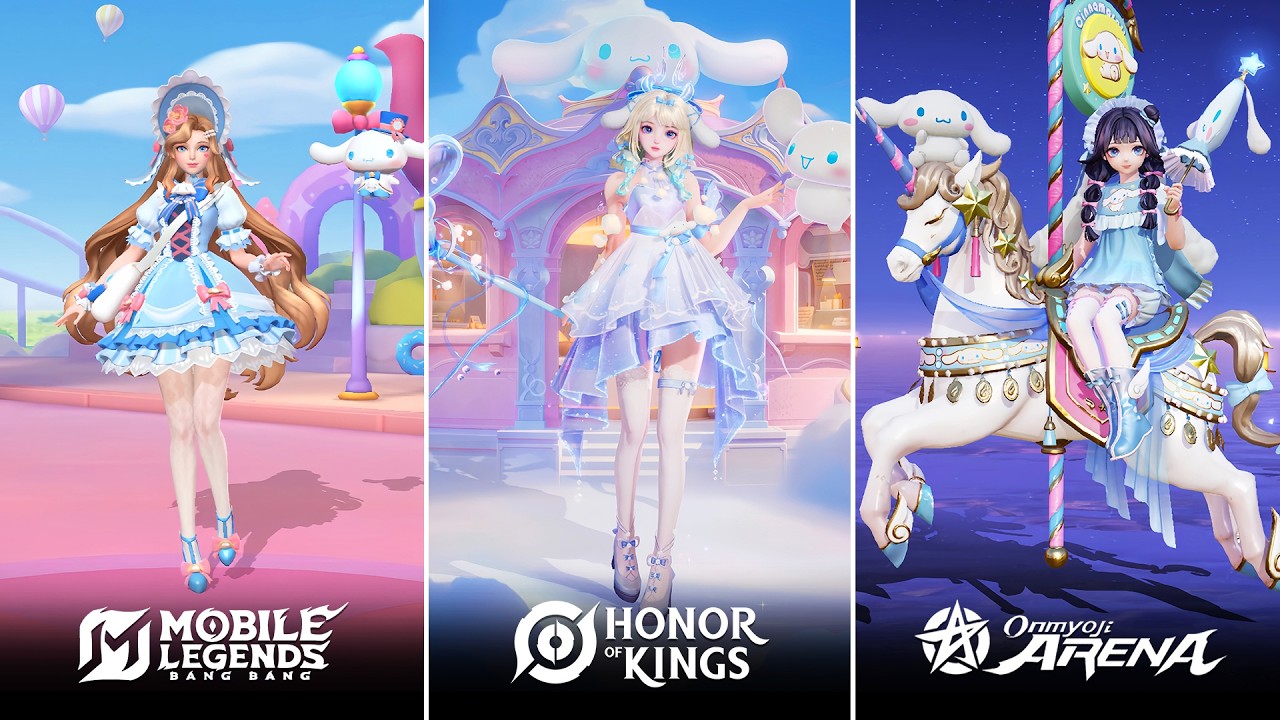 Cinnamoroll (MLBB) VS Cinnamoroll (HOK) VS Cinnamoroll (OA) : Skin Effect Comparison