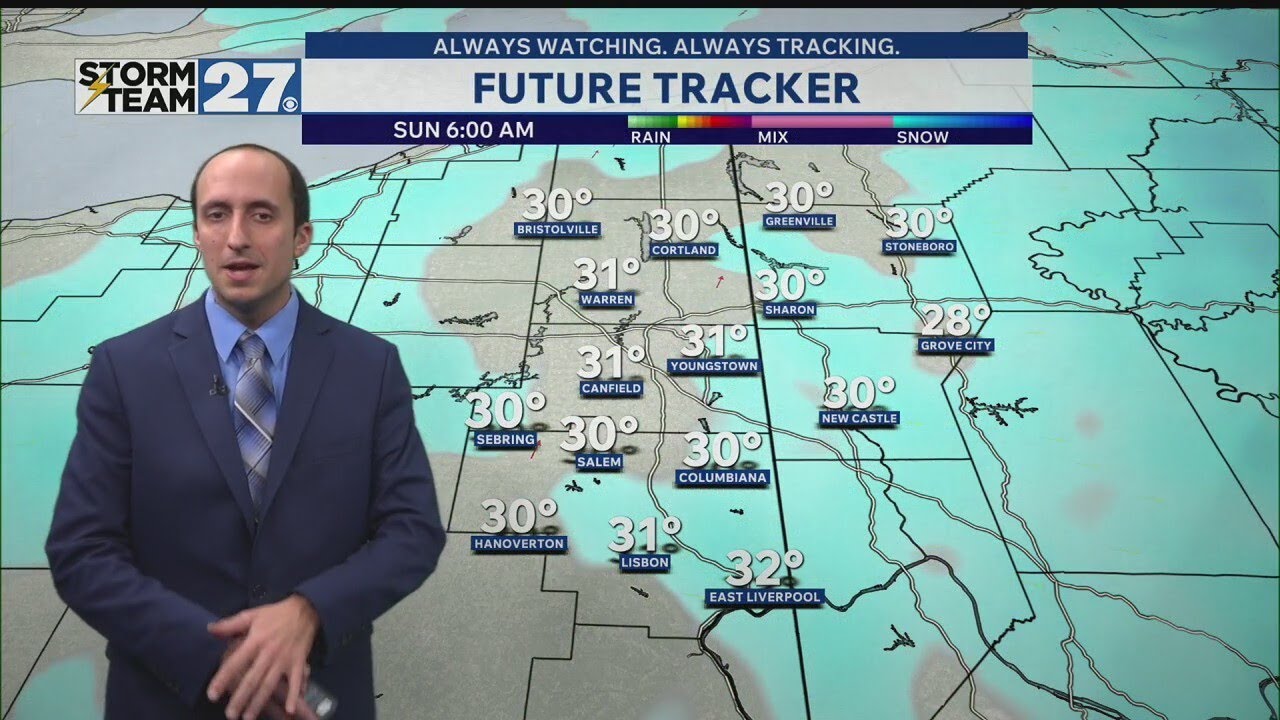 Scattered snow showers continue Sunday