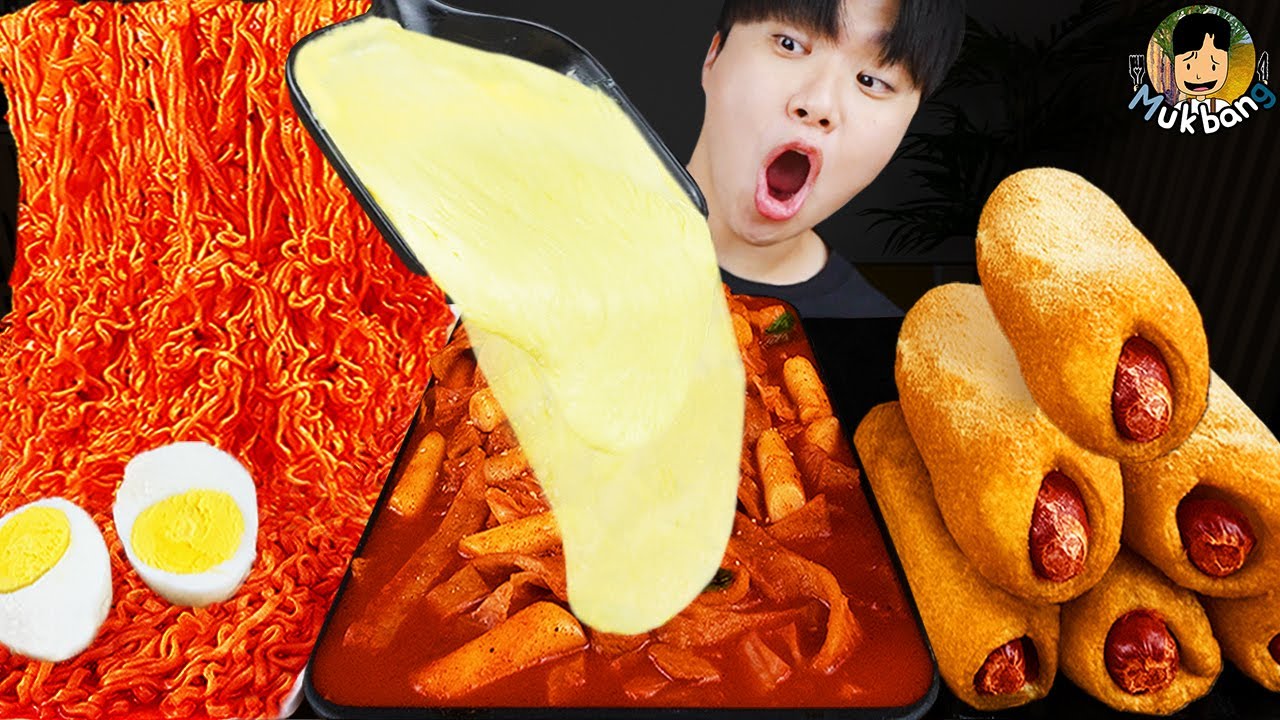 ASMR MUKBANG | РИСОВЫЙ ТОРТ Ттеокбокки, Огненная лапша, сырная палочка рецепт блюда принимать