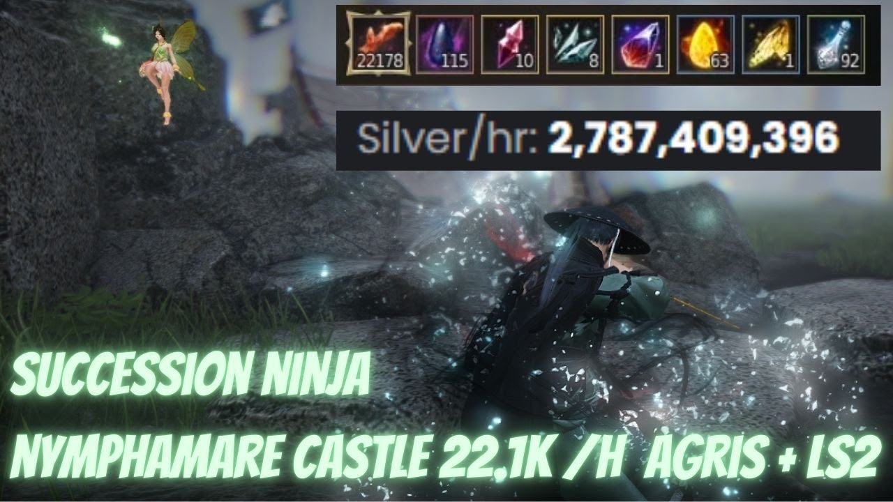 BDO Succession Ninja | Nymphamare Castle | 22.1k/h | Agris + LS2