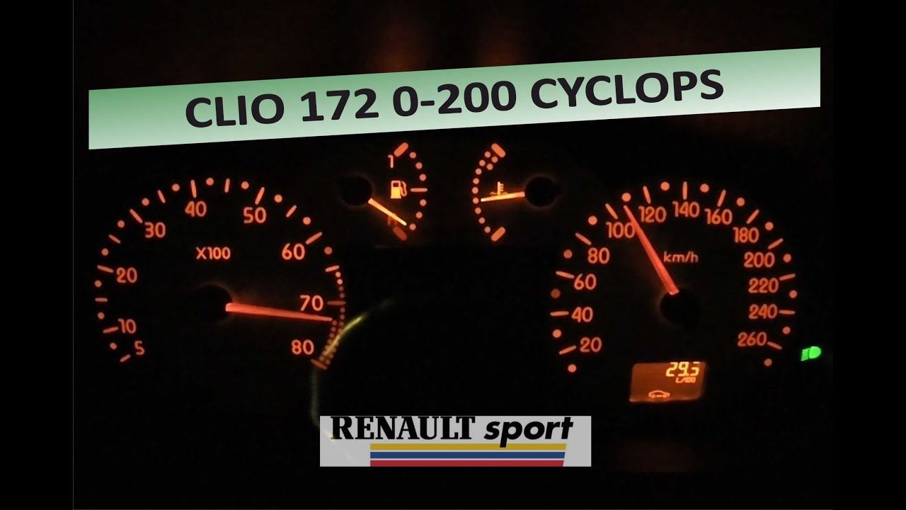 Clio RS 172 acceleration 0-200 kmh / pipercams 270 / remap / CYCLOPS intake manifold