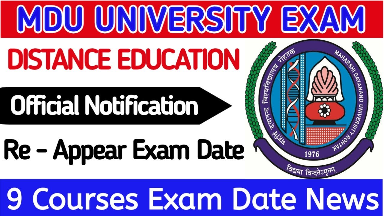 Distance Education Exam, Reappear Exam, MDU EXAM DATE SHEET 2020, HARYANA UNIVERSITY EXAM NEWS, KUK