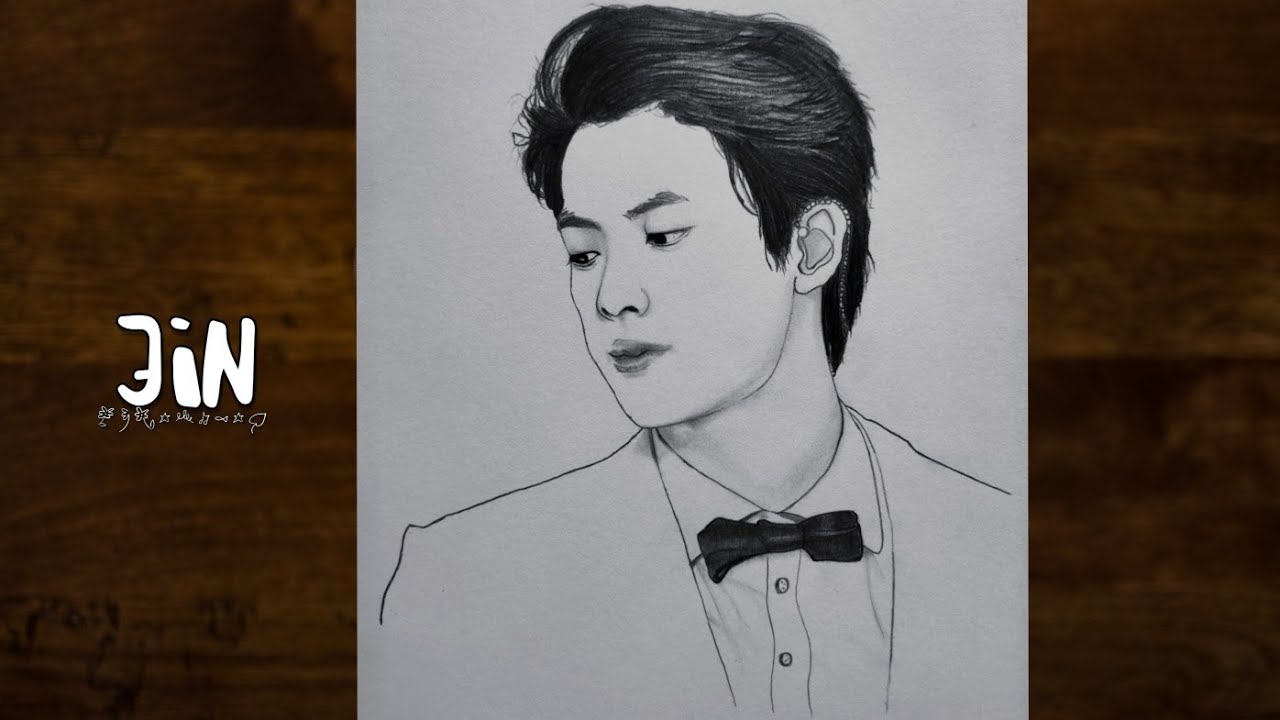 How to draw Jin BTS - step by step | How to draw BTS members pencil sketch tutorial | Youcandraw