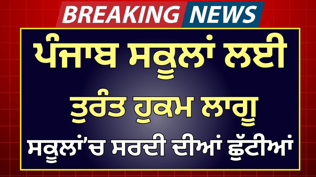 ਪੰਜਾਬ ਦੇ ਸਕੂਲਾਂ ਲਈ ਵੱਡੀ ਖ਼ਬਰ। Punjab School Holidays News Winter Vacation School Holidays News #pseb