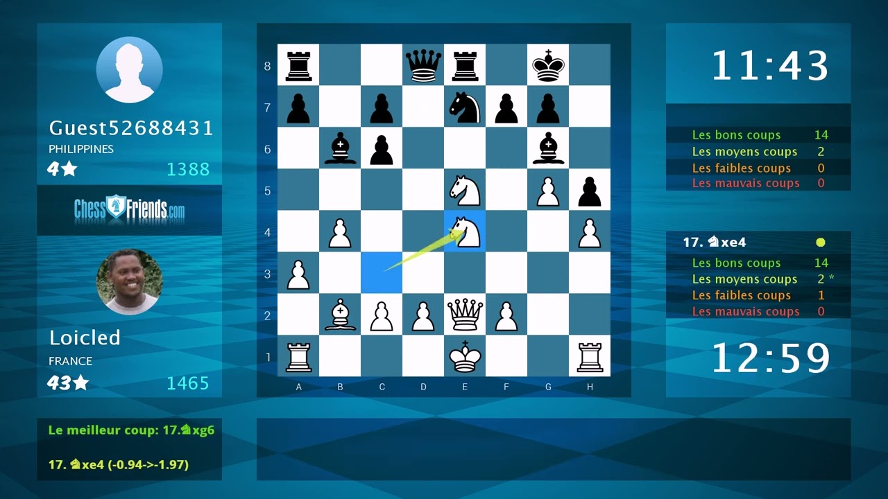 Analyse du jeu d'échecs : Loicled - Guest52688431, 1-0 (par ChessFriends.com)