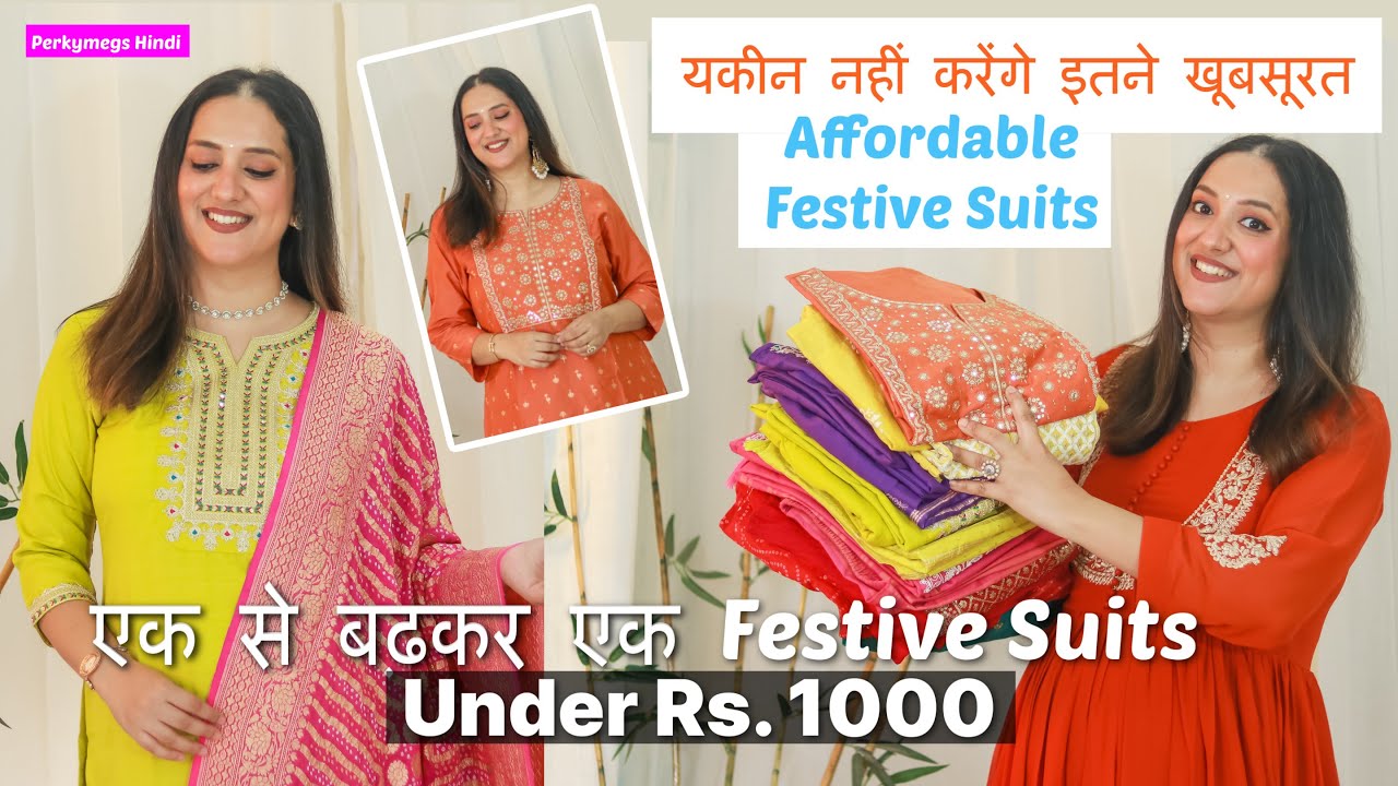 Festive Kurta Sets Under Rs.1000 | Budget Festive Suit Sets Haul for Women | Perkymegs Hindi