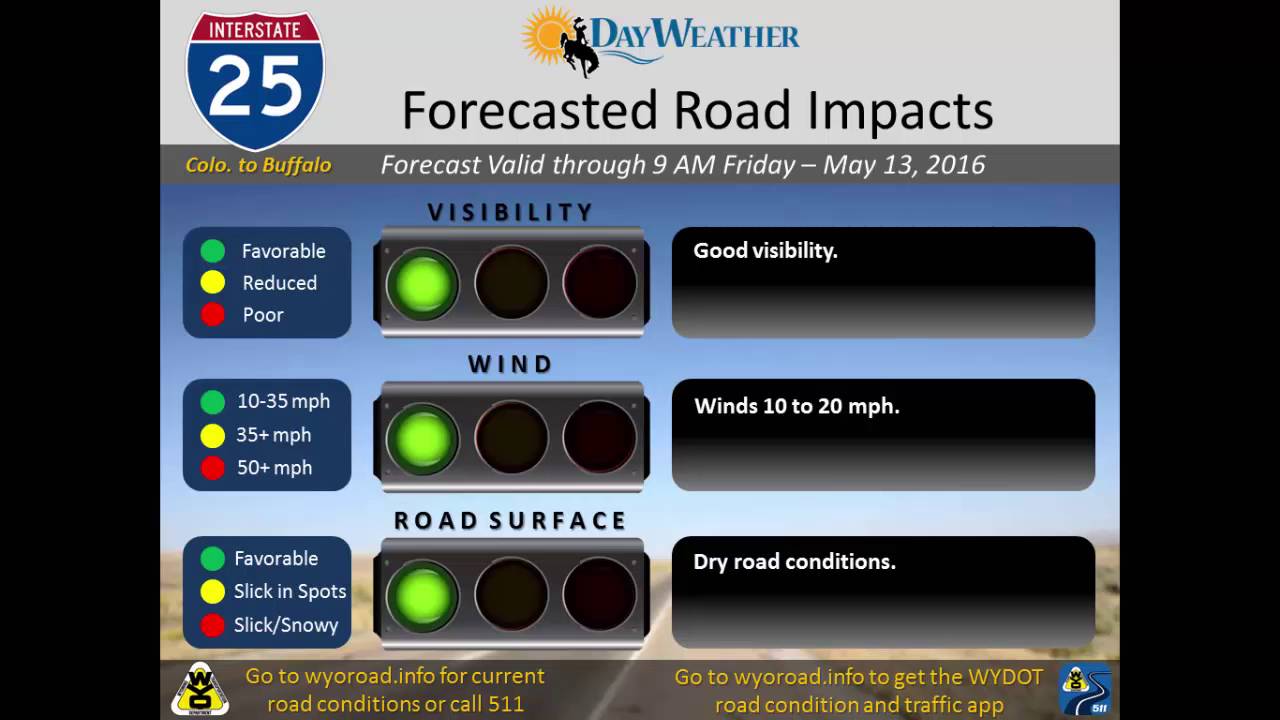 WYDOT Road Impact Forecast for Thursday, May 12