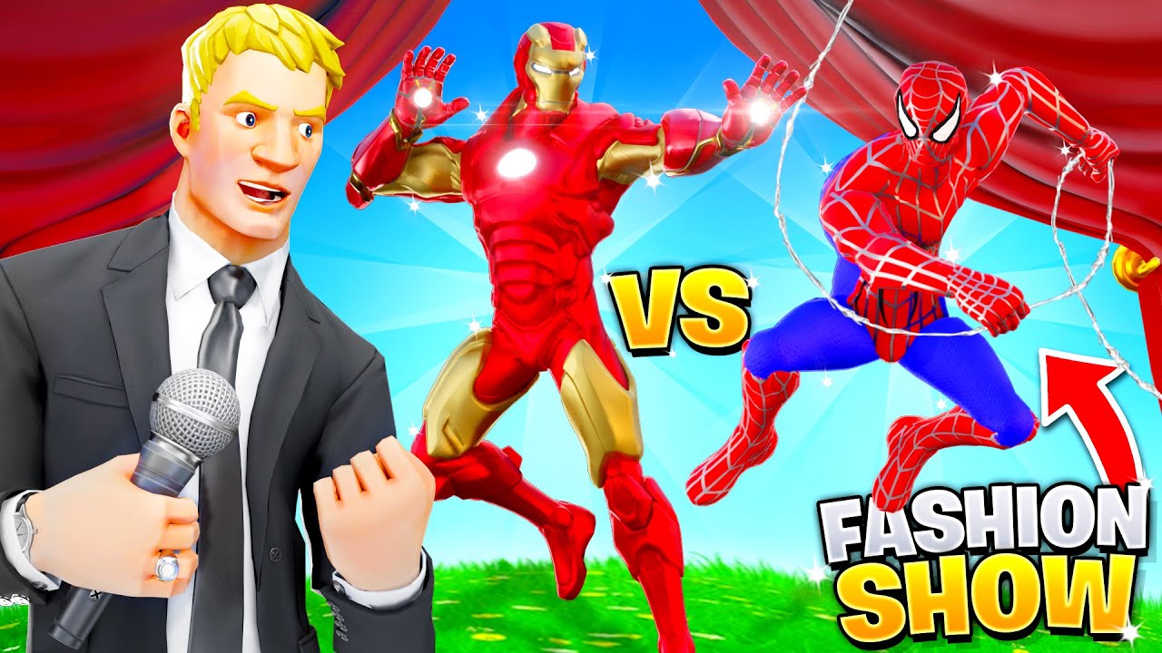 I joined a Fortnite Fashion Show as IRON-MAN & SPIDERMAN!