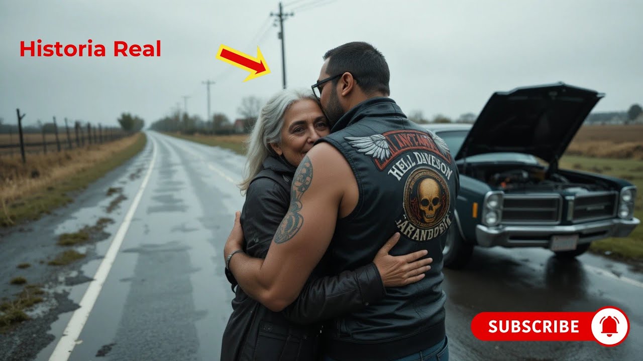 Anciana pidió ayuda a un Hells Angel bajo la lluvia.. lo que hizo después te va a dejar sin palabras