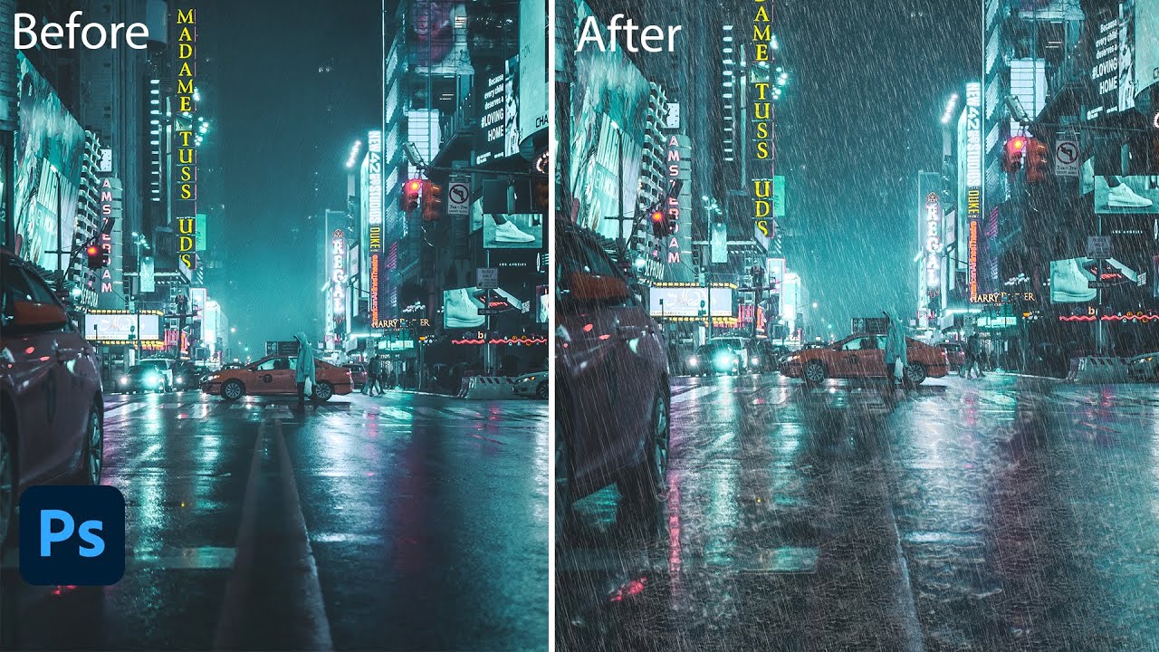 How to create realistic Rain Effect in photoshop | Photoshop Manipulation