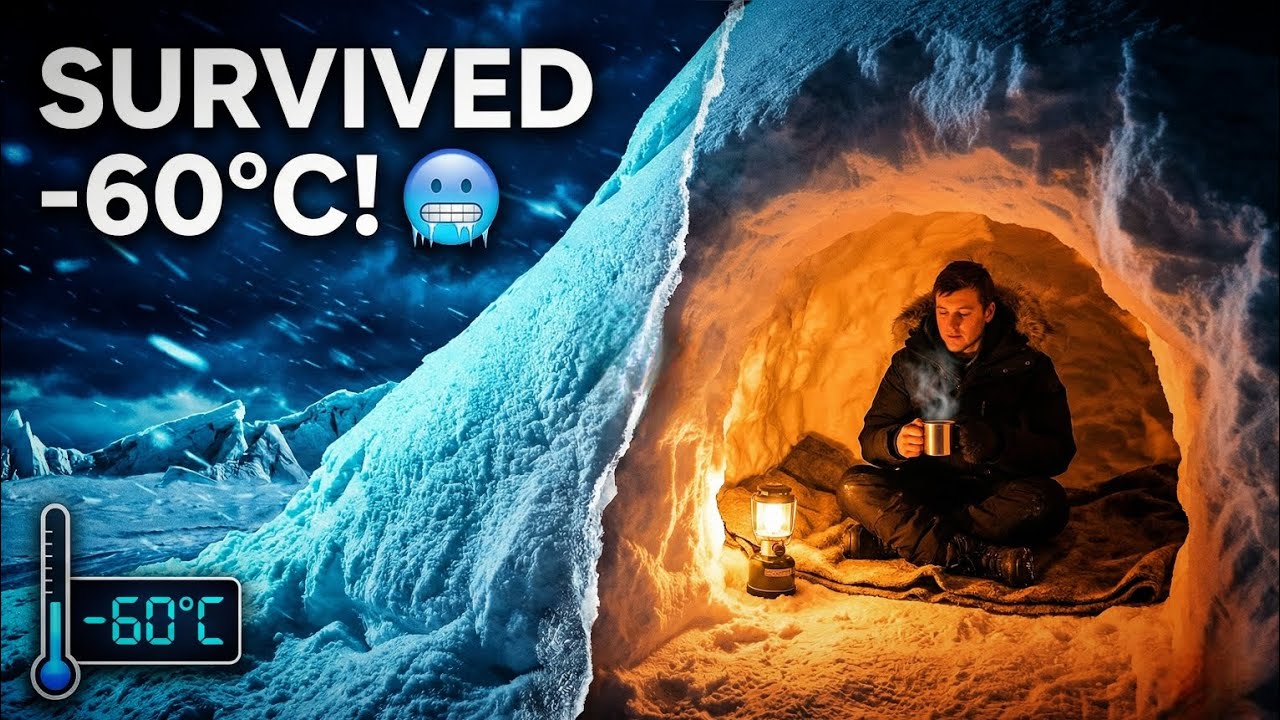 I Built a Secret Snow Cave to Survive a Deadly -60°C Blizzard
