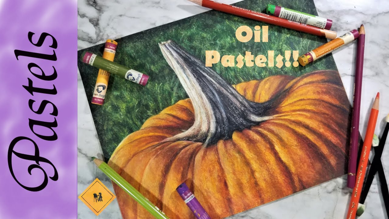 Drawing a Pumpkin with Oil Pastels (and Colored Pencils) 🎃