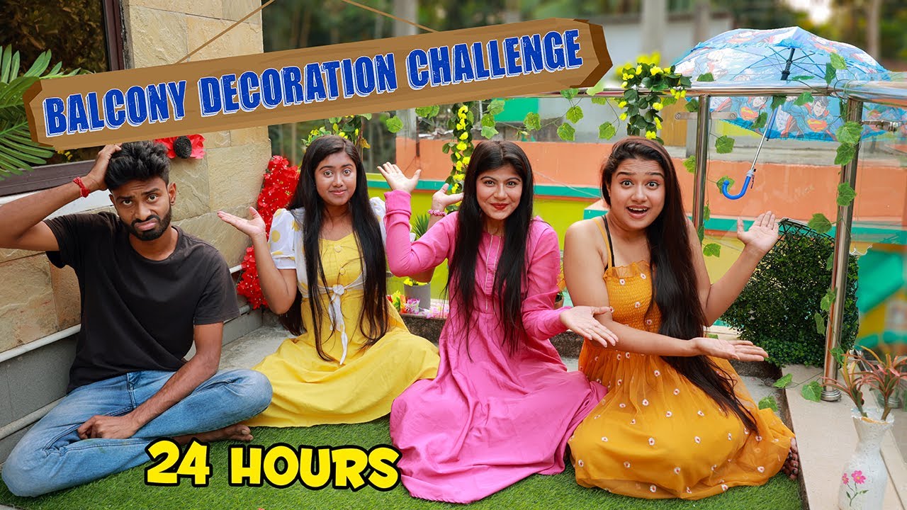 ২৪ ঘন্টা BALCONY DECORATION করার চ্যালেঞ্জ - কার টা সবথেকে বেশি ভাল হল | Living In Balcony 24 Hours