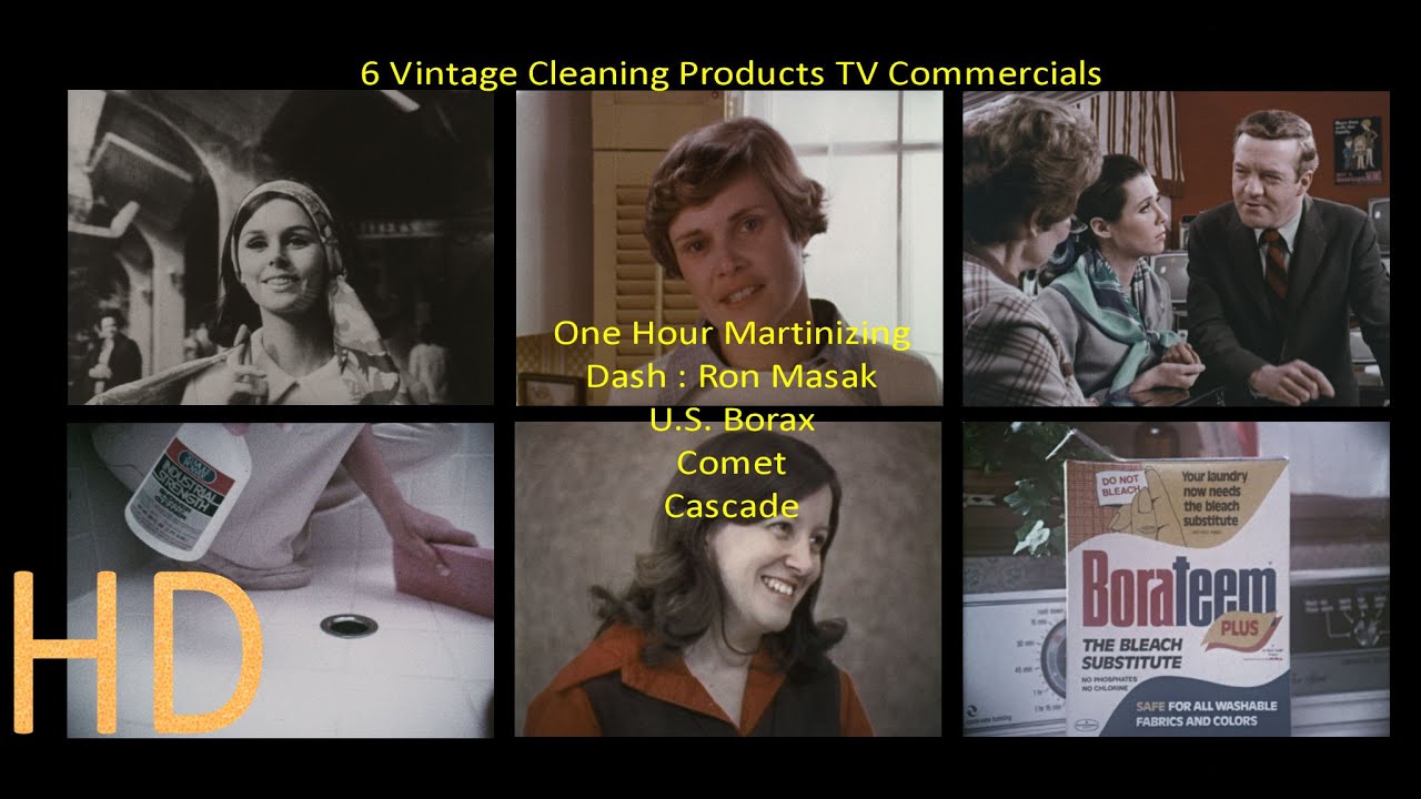 6 Vintage 70s TV Cleaning Commercials Martinizing Dash Borax Comet Cascade U.S. Borax HD