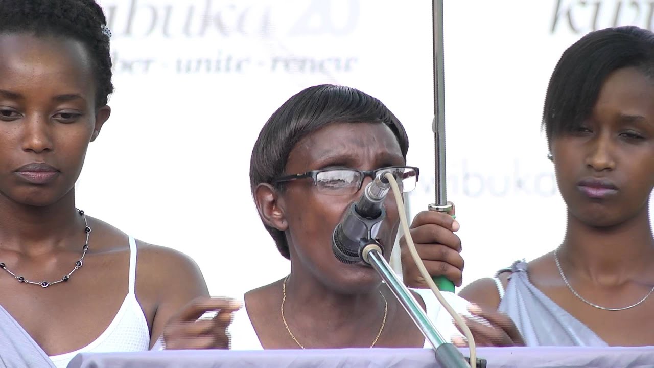 Testimony by Laurence Kanayire at the Kwibuka Flame Tour event in Huye District.