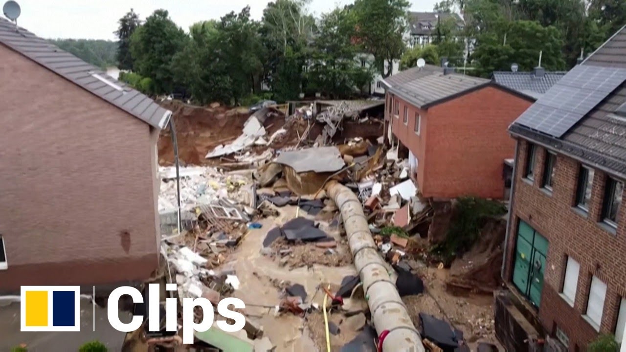 Aerial footage shows extent of deadly landslides in Germany