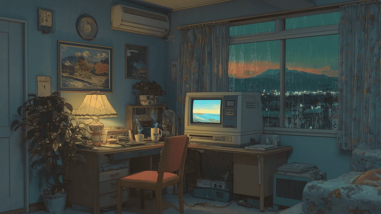 Lofi Hip Hop Beats 🗻 Quiet Night With Rain Sound in Japan & 90s Room Vibes 🚬 Lofi Rain Playlist