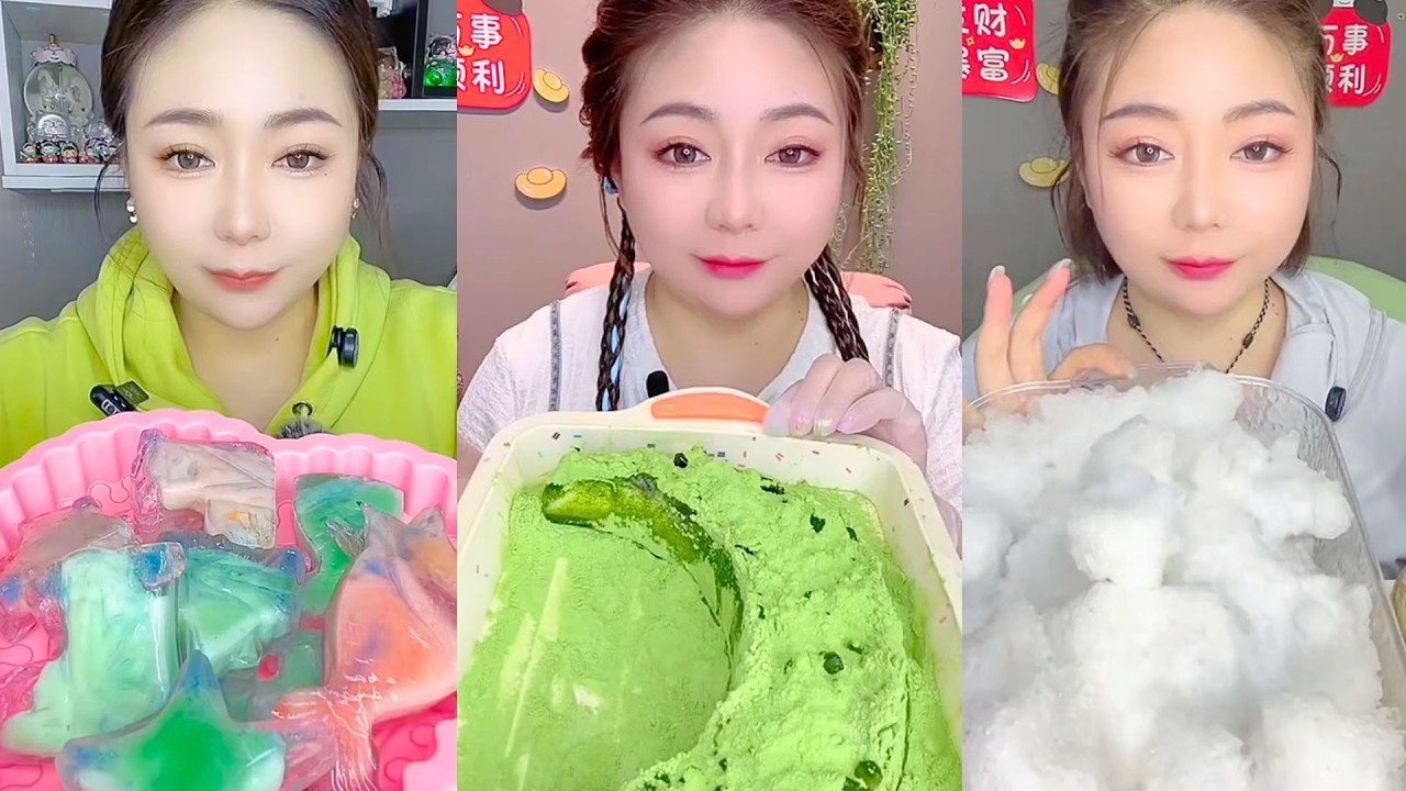 Colorful Frozen Jelly Cream and Crystal Ice Dessert Mix