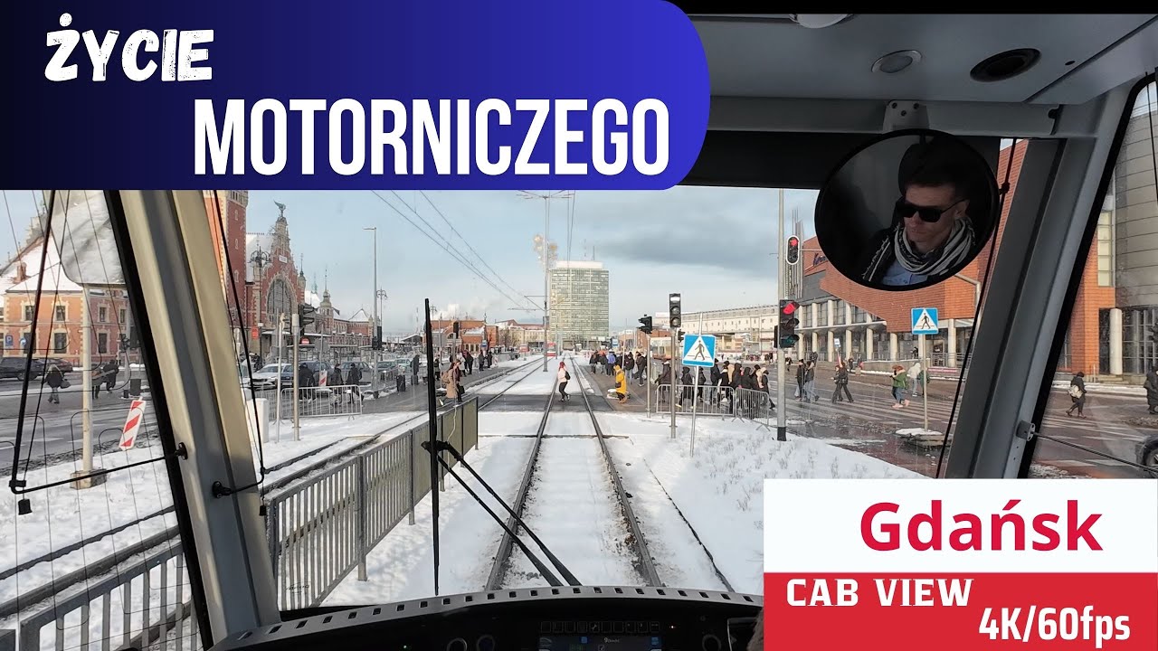 Gdańsk: Wyjątkowy przystanek i zmiana kabiny motorniczego. 4K