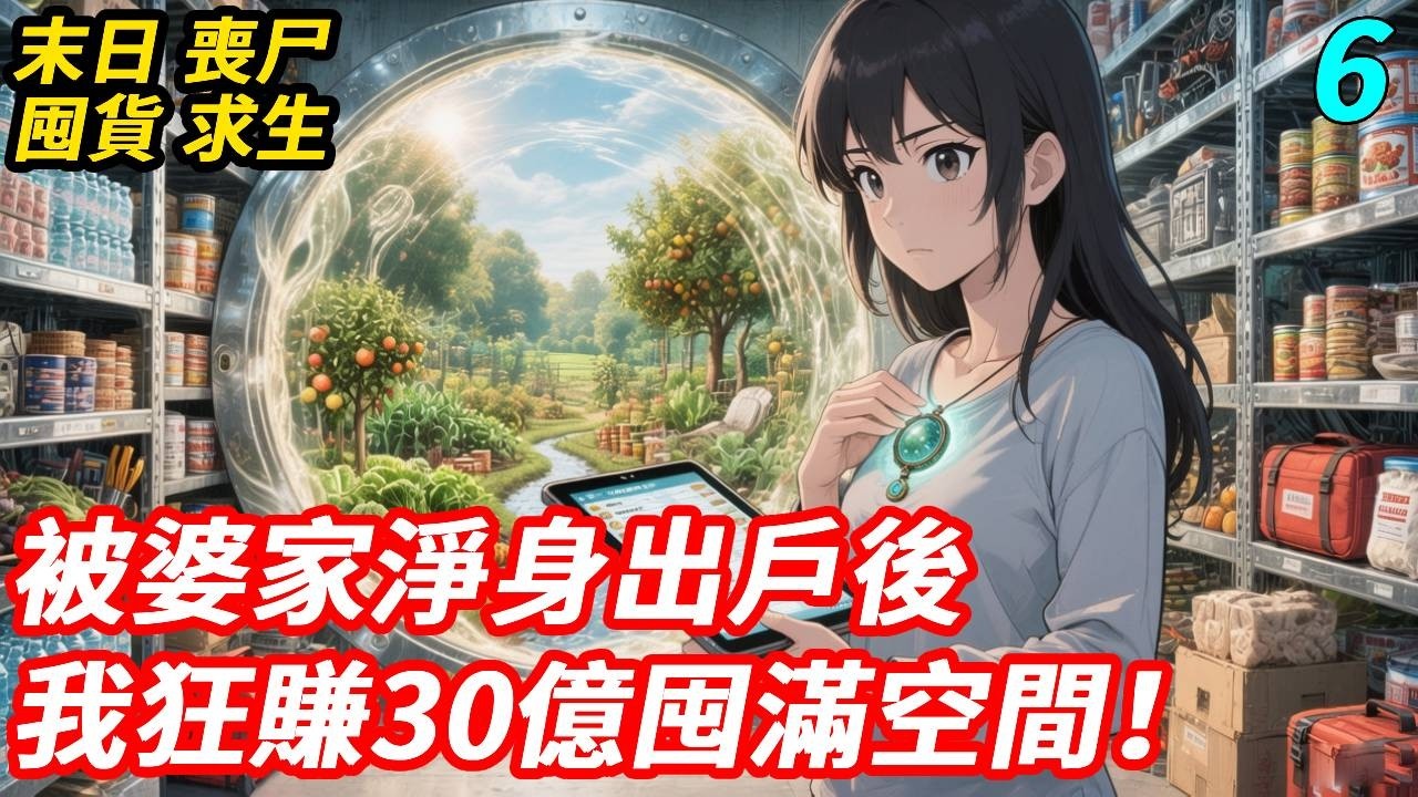 【6】前世我深陷末世十年，眼睜睜看著女兒慘死，還被婆家磋磨淨身出戶。一朝重生，我果斷離婚脫身，騙得婆家祖傳寶玉開啟逆天空間，靠買球賽彩票3天時間狂賺30億，買別墅，瘋狂囤貨種田，誓要護住全家安穩度災！