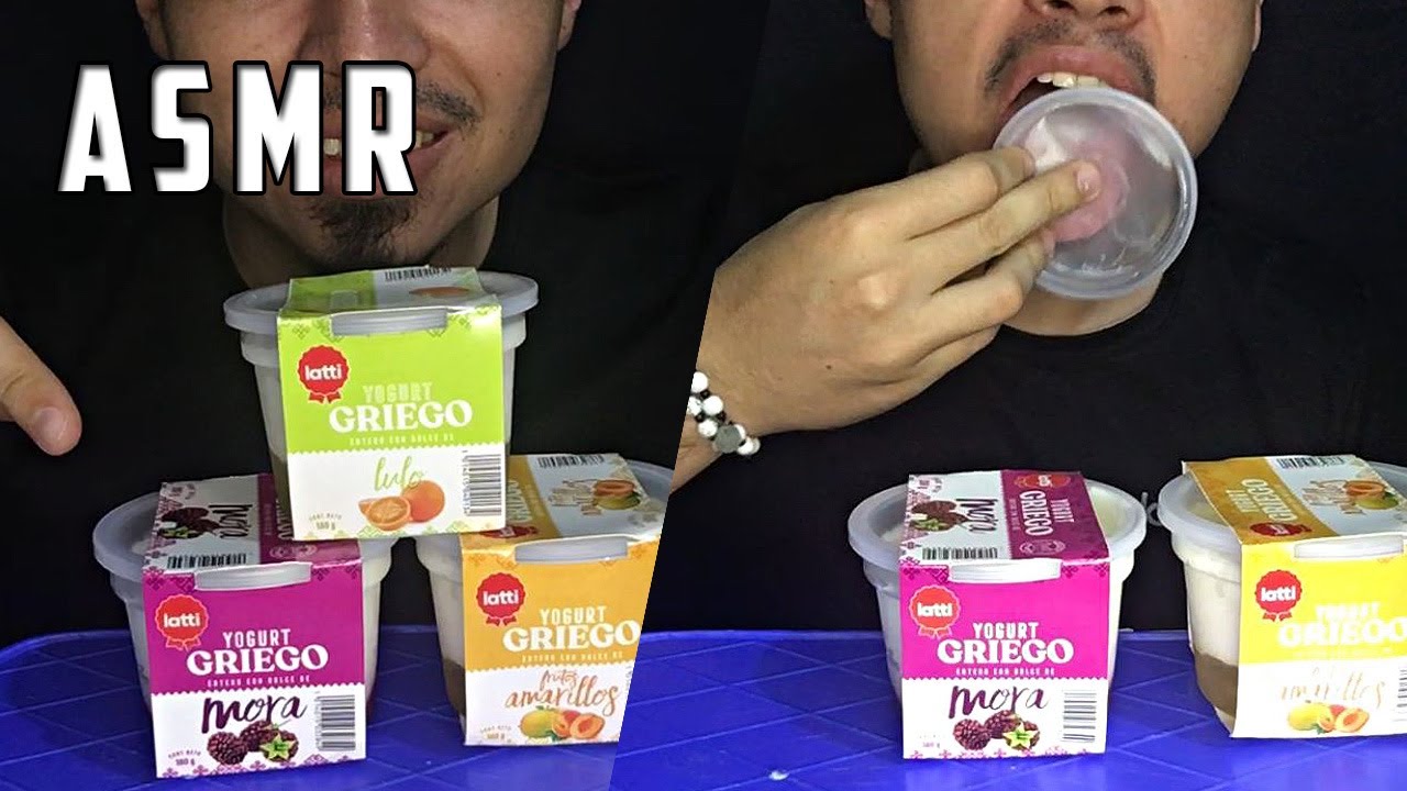 ASMR LAMIENDO YOGURT GRIEGO CON DULCE DE FRUTA (Sonidos Comiendo) DIEGO COME