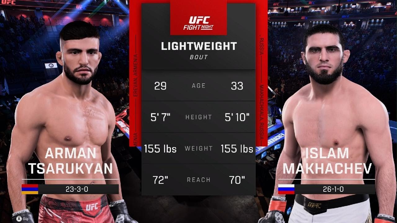 Arman Tsarukyan vs Islam Makhachev UFC AI simulation FIGHT
