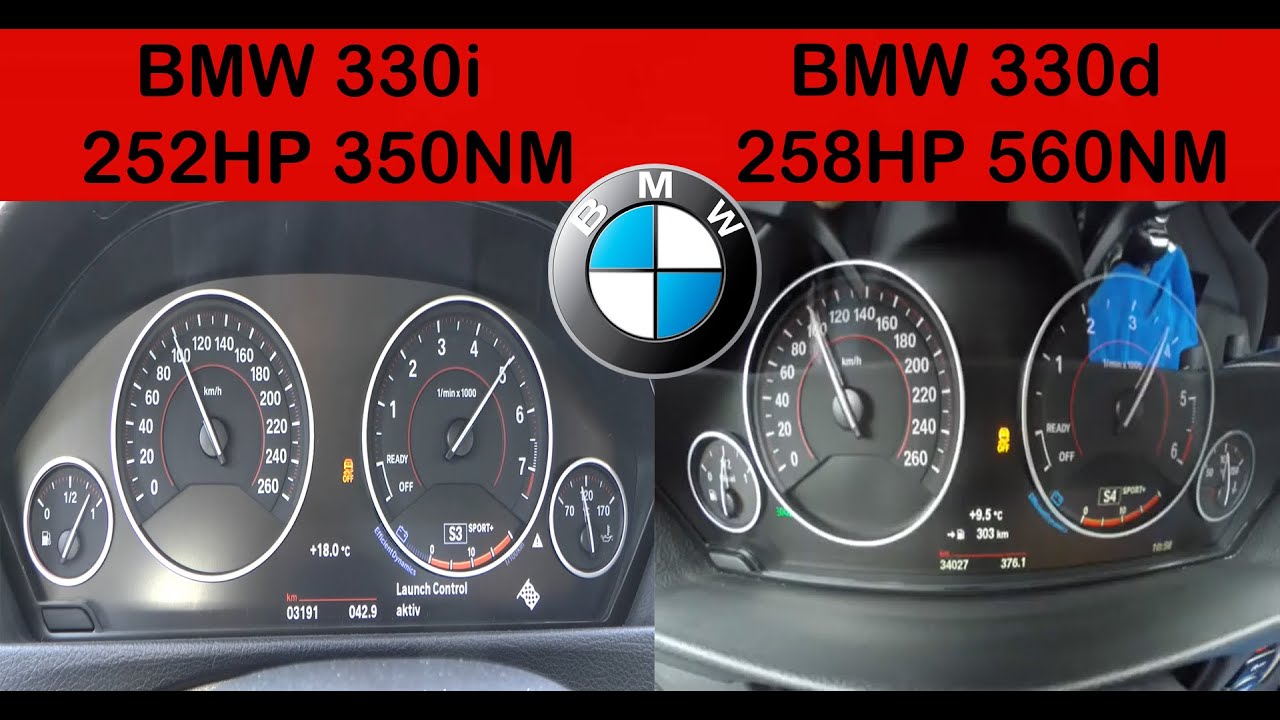 BMW F30 330i vs 330d ACCELERATION BATTLE