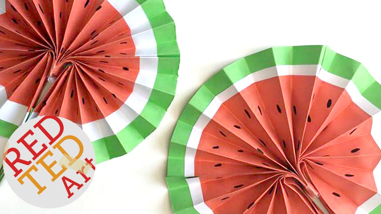 Easy Origami Paper Fan - Watermelon DIY