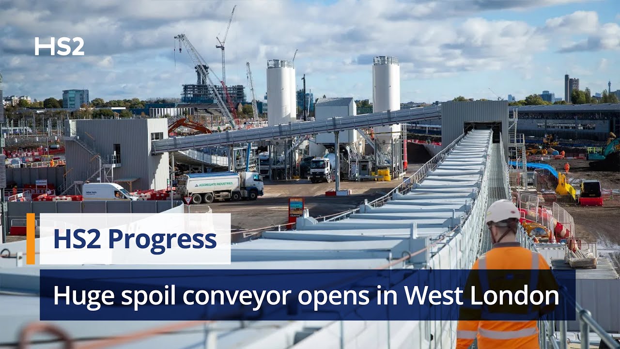 HS2’s enormous spoil conveyor begins operation in West London