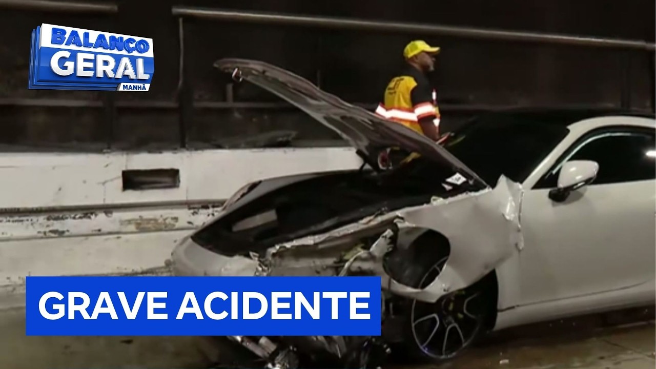 Acidente grave com carro de luxo bloqueia t&uacute;nel Ayrton Senna, em S&atilde;o Paulo
