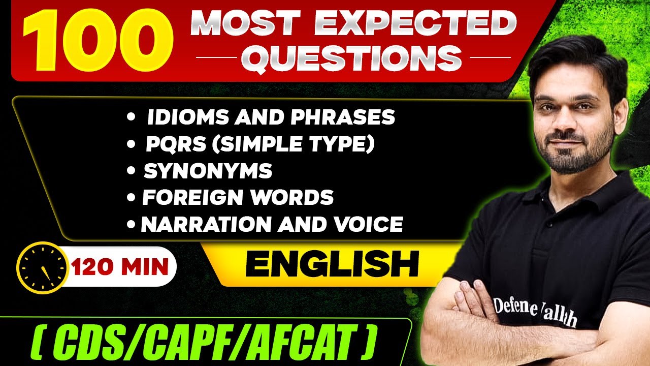 CDS English: Idioms and Phrases, Synonyms, Foreign Words, Narration and Voice | CDS Abhyas 2024