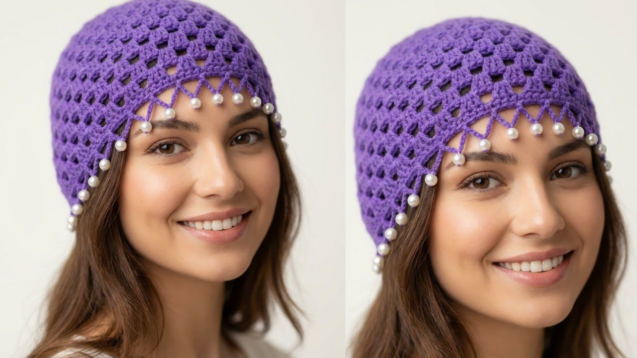 Easy Crochet Pearl Hat Tutorial