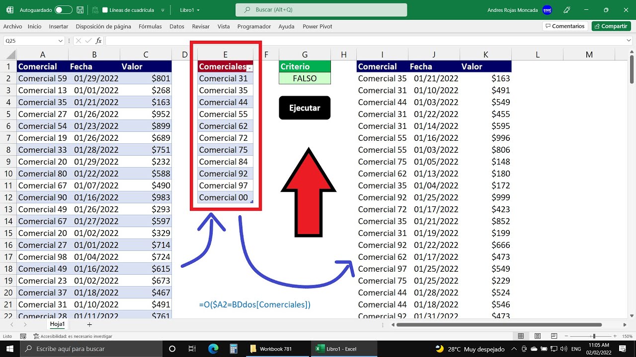 Cómo extraer registros de una Tabla de Excel con otra Tabla que contiene todos los Criterios