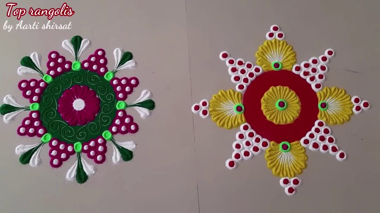 4 Easy rangoli design by Aarti shirsat | Top rangolis  | Satisfying sand art , Relaxing rangoli art