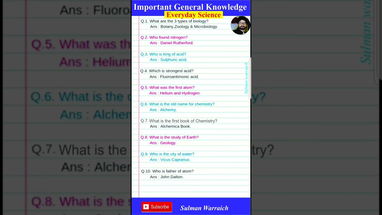 Everyday science MCQs| Everyday Science| General Science MCQs| important general knowledge