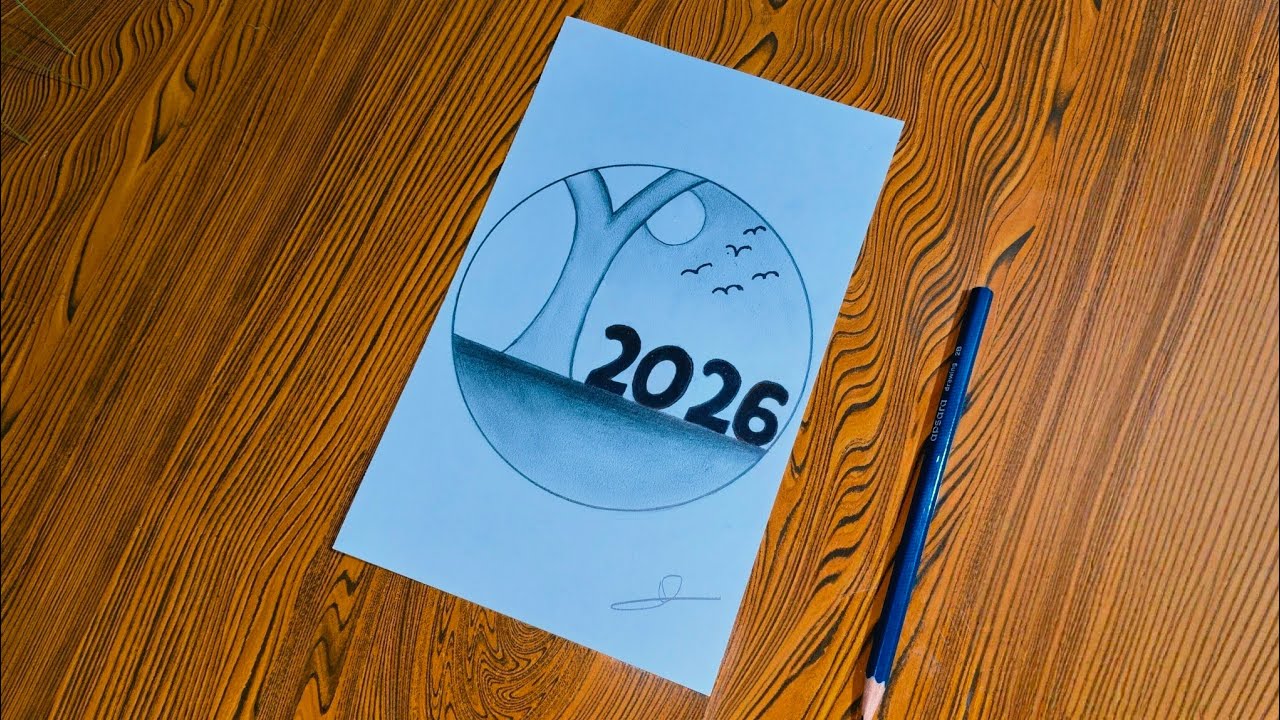 How to draw 2026 ❤️ 2026 drawing video  very easy 3D Art on paper beginner Art video #art #drawing 
