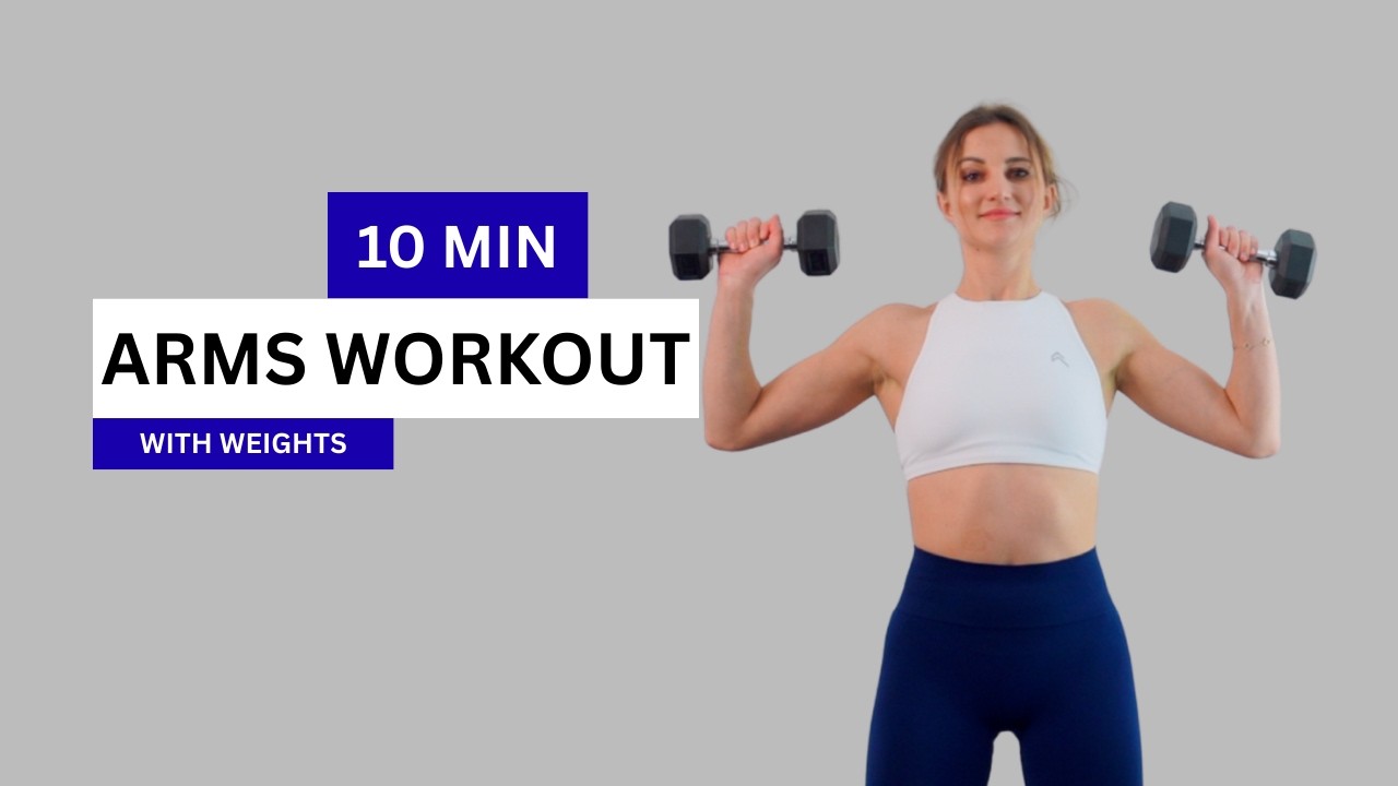 10-минутная тренировка для рук с гантелями | Бицепсы, трицепсы и плечи
