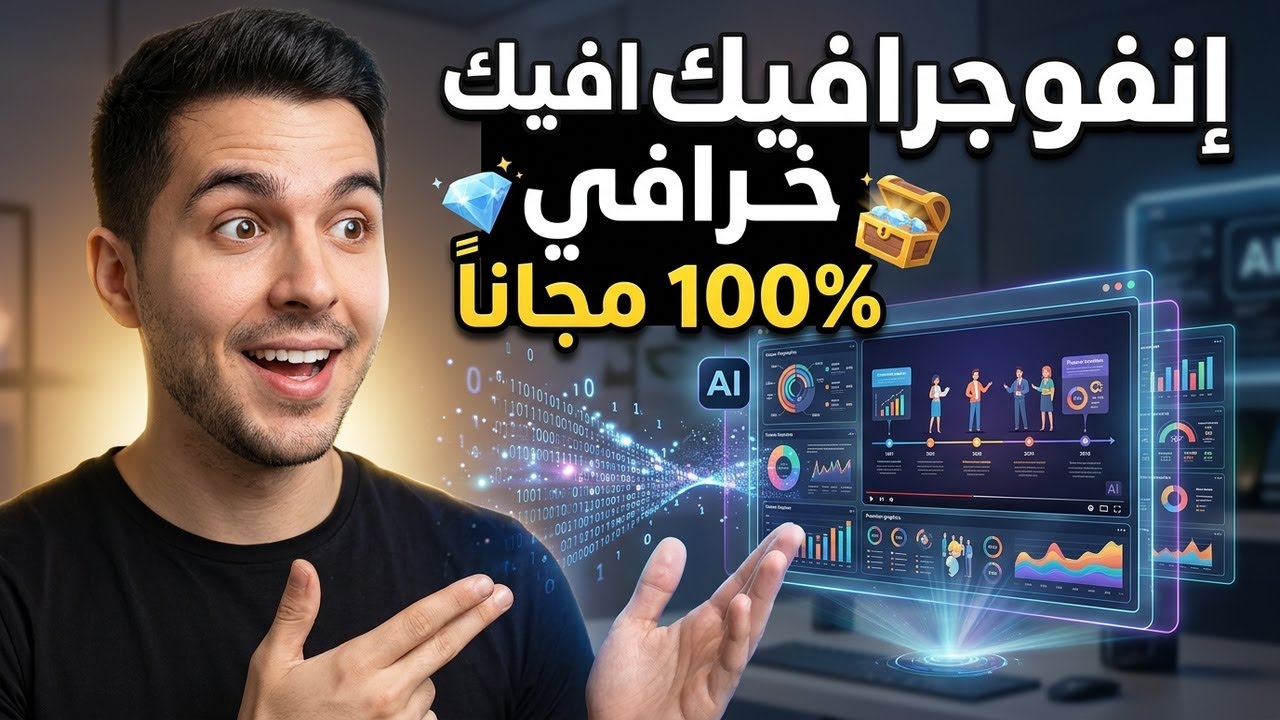 كنز لصناع المحتوى! 💎 اصنع فيديوهات إنفوجرافيك احترافية مجاناً 100% بالذكاء الاصطناعي